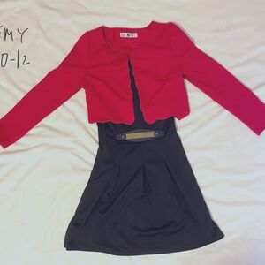 F.M.Y. Black Mini Dress + Red Cover Set L(10-12)
